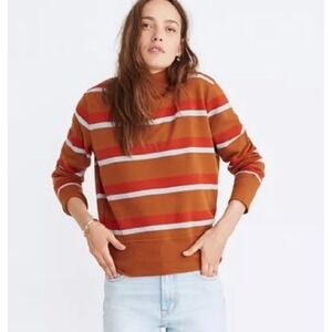 Madewell Miles Striped Turtleneck Sweatshirt Women Small Brown Granolagirl Indie